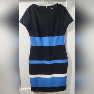 Tommy Hilfiger Black and Blue Striped Mini Dress